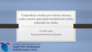 Unapređenje tehnika provođenja internog audita sistema upravljanja bezbjednošću hrane